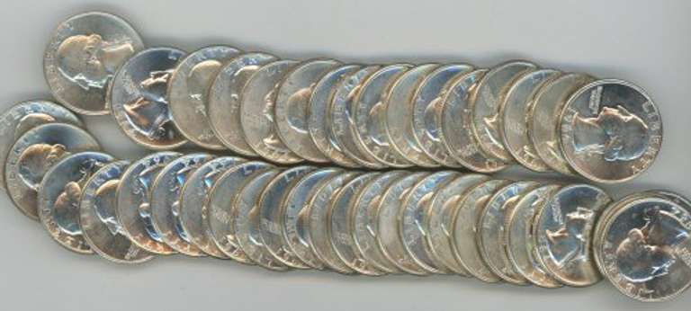 Choice BU Roll of 40 Silver 1964 Washington Quarters