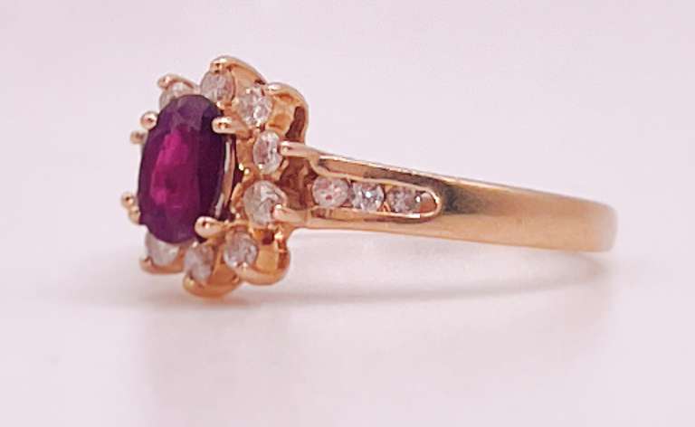 14kt Solid Yellow Gold, Ruby, and Diamond Ring