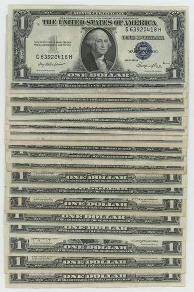 20 Mostly Crisp 1935 & 1957 $1 Blue Seal Silver Certificates