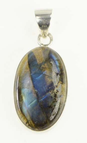 Sterling Silver Oval Labradorite Cabochon Statement Pendant