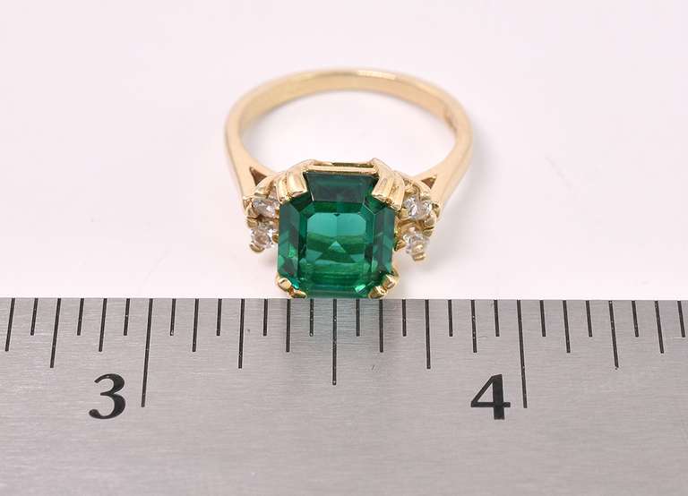 Sparkling Green Gem Ring In 14K Yellow Gold