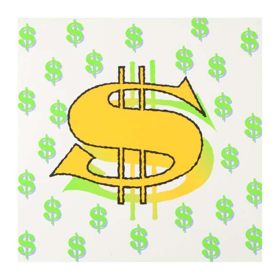 Dollar Sign (White) by Steve Kaufman (1960-2010)