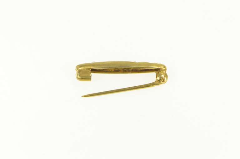 14K Yellow Gold Victorian Seed Pearl Repousse Scroll Bar Pin/Brooch