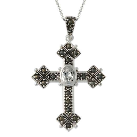 Sterling Silver Marcasite & CZ Pendant
