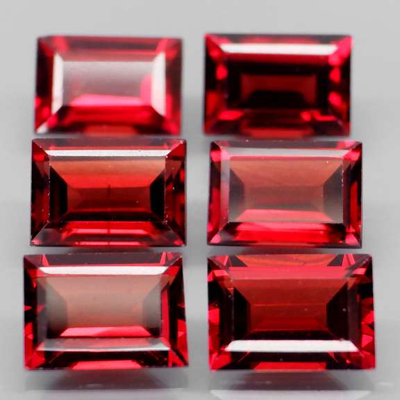 Nice 7.85ct baguette cut cherry red Garnet set