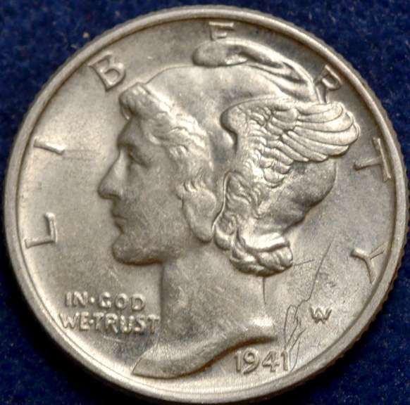 1941 Mercury Dime BU