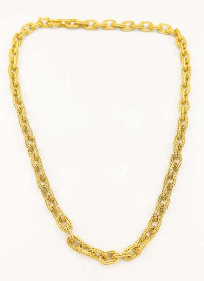 18kt Solid Yellow Gold Woven Link Necklace