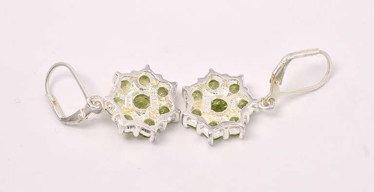 Emerald Dangle Earrings In Sterling Silver