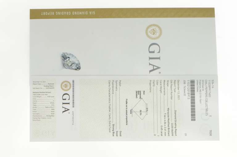 GIA 0.45 Ct Round Brilliant Cut I Color I1 Clarity Diamond