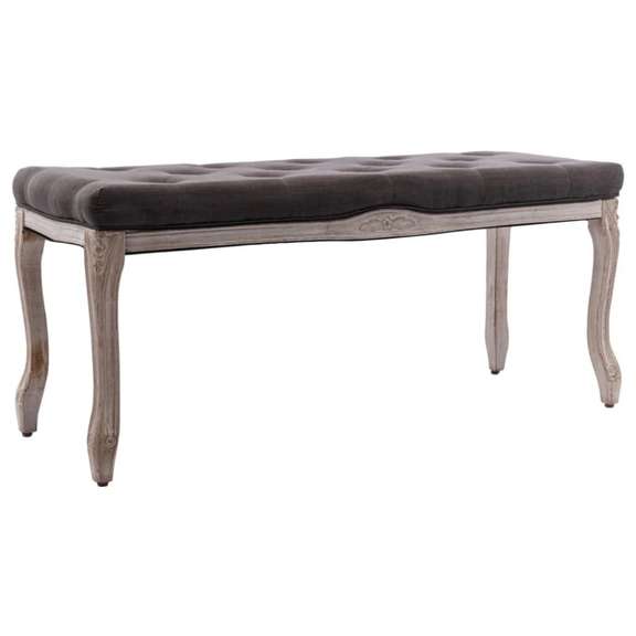Bench Gray 43.3inx15inx18.9in Linen and Solid Wood