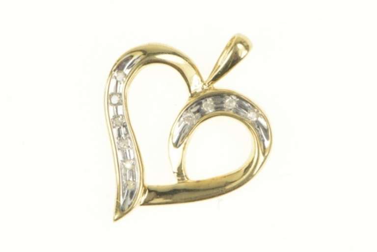 10K Yellow Gold Diamond Heart Classic Love Symbol Pendant