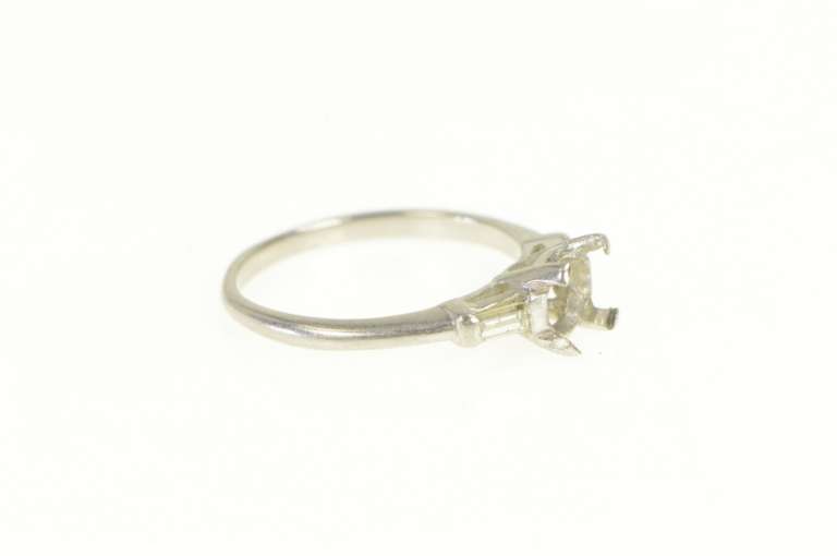 Platinum 5.3mm Diamond Vintage Engagement Setting Ring