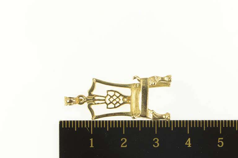 14K Yellow Gold 3D Ornate Dining Chair Seat Furniture Charm/Pendant