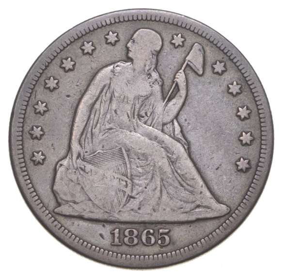 1865 Seated Liberty Dollar - Counterstamped "G.B.M.C.E."