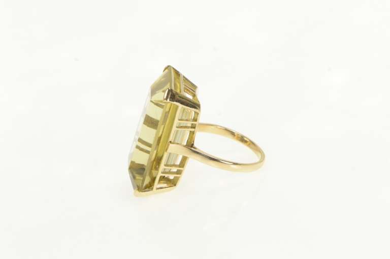 14K Yellow Gold 41.50 Ct Smoky Quartz Cocktail Statement Ring