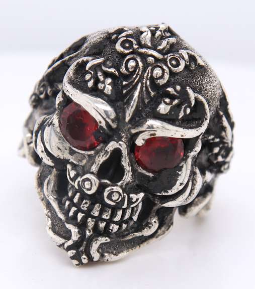 Giani Inspirations Fren Skull Ruby Eye Ring