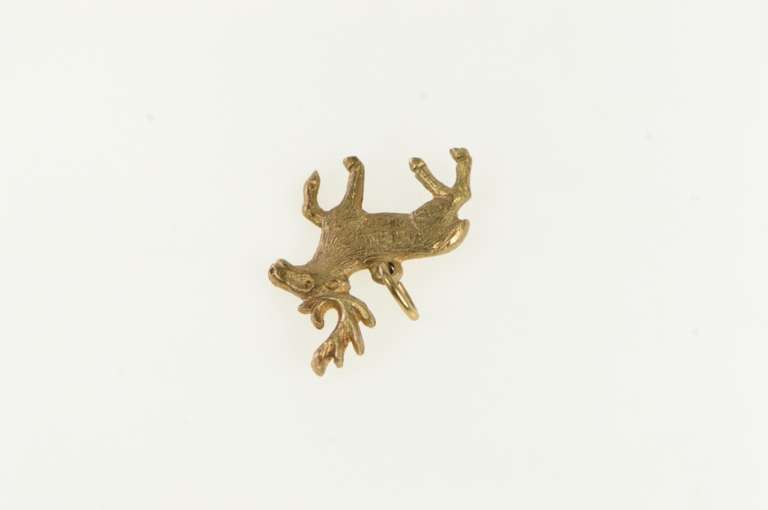 14K Yellow Gold 3D Forest Reindeer Finland Deer Elk Caribou Charm/Pendant