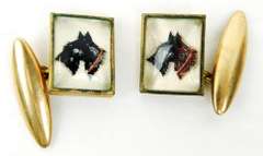 Early Scottie Dog Intaglio Cuff Links