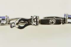 14K White Gold Tanzanite Diamond Accent Bar Link Tennis Bracelet