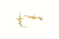 14K Yellow Gold Dangle Cross Crucifix Christian Jesus Christ Earrings