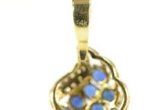 14K Yellow Gold Vintage Natural Sapphire Diamond Cluster Pendant