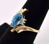 Angelic Blue Topaz with Diamonds Ring In Yellow Gold