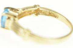 10K Yellow Gold Heart Blue Topaz December Birthstone Ring