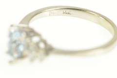 14K White Gold 0.90 Ctw Pear Aquamarine Diamond Engagement Ring