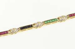 14K Yellow Gold 3.50 Ctw Ruby Sapphire Diamond Tennis Bracelet