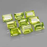 Brilliant 5.95ct 9pc set of matched baguette cut Peridot