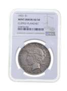 AU50 MINT ERROR 1923 Peace Silver Dollar Clipped Planchet Graded NGC