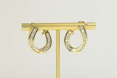 14K Yellow Gold 1.36 Ctw Diamond Curved Loop Statement Earrings