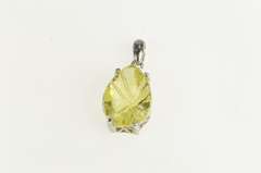 Sterling Silver Pear Fantasy Cut Citrine Tear Drop Statement Pendant