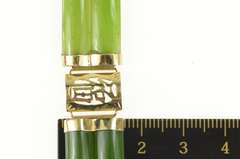 14K Yellow Gold Carved Jade Ornate Chinese Character 1950's Bracelet