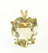 14K Yellow Gold Heart Lemon Quartz Retro Love Symbol Pendant