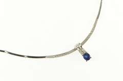 18K White Gold Vintage Syn. Sapphire CZ Accent Collar Necklace