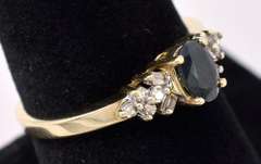 Exquisite Blue Sapphire And Diamond Ring In Yellow Gold