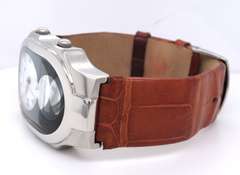 Philllip Stein Teslar Dual Time Zone Brown Leather Strap Watch