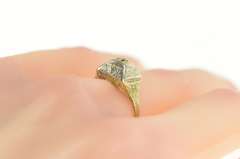 14K White Gold Engraved Art Deco Engagement 2.6mm Setting Ring