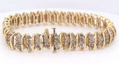 Elegant Yellow Gold Diamond Fancy Tennis Bracelet