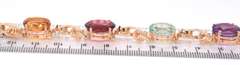 Stunning Yellow Gold Wire Swirl Link Multi Gemstone Station Bracelet
