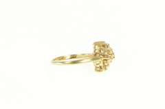 14K Yellow Gold 0.25 Ctw Diamond Wavy Cluster Bypass Ring