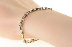 10K Yellow Gold 0.50 Ctw Diamond Two Tone X Link Tennis Bracelet