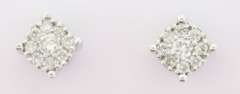 Round Halo Diamond Studded Earrings with 14k White Gold