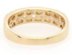 Gorgeous 0.95ctw Princess and Round Diamond Triple Row Band Ring in 14K