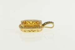 14K Yellow Gold LeVian 7.26 Ctw Citrine Diamond Halo Pendant