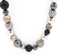 David Yurman Elements Black Onyx and Hematite Graduated Necklace in Sterling