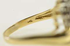 14K Yellow Gold Sapphire Wave Diamond Cluster Vintage Bypass Ring