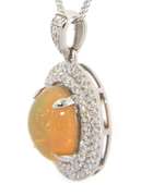 2.94 CTW Opal & Diamond Pendant Necklace in 14K