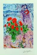 Marc Chagall, Red Bouquet with Lovers